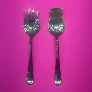 Vintage Silverplate Salad Serving Set Fork & Spoon No Brand Mark Vtg